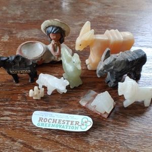 Collection of stone carved figurines